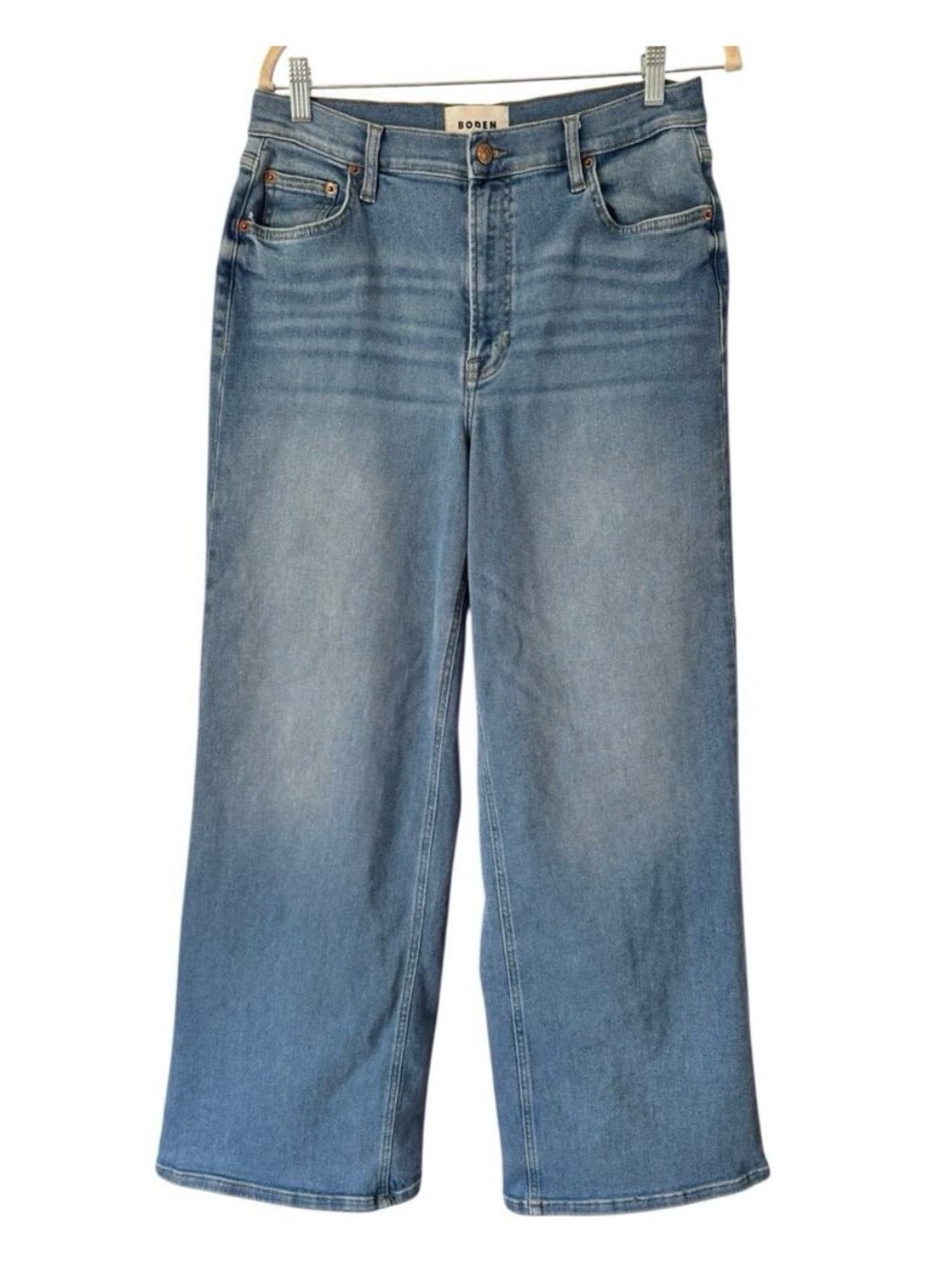 Boden Wide Leg High Rise Stretch Denim Blue Jeans Size 30 Long